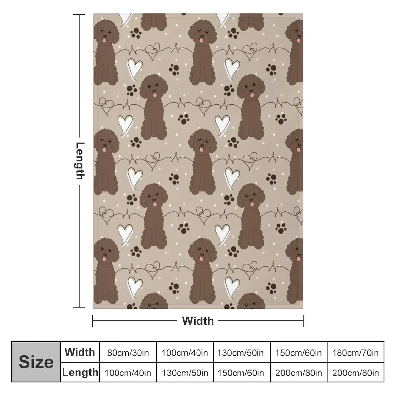 LOVE Chocolate Toy Poodle Throw Blanket couch cozy soft plush fuzzy picnic outdoor blanket