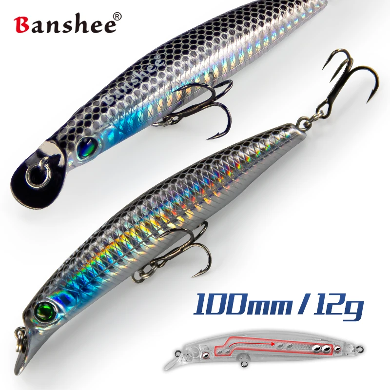 Banshee 100mm 12g Minnows Fishing Lures Crankbaits Floating Wobblers For Pike Winter Jerkbait Hard Baits Artificial Depth 1-2m