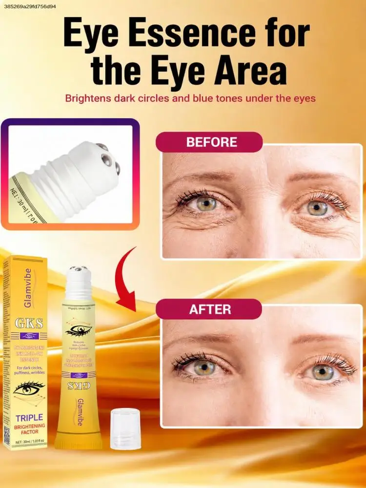 Portable Rolling Eye Serum for Daily Eye Care, Brighten the Look of Dark Dull Eye Skin, Reduce Eye Puffiness Appearance, Smooth Fine Lines, Refreshing Liquid Texture for Eye Area