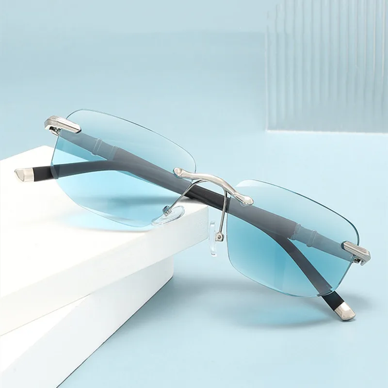 TGCYEYO Women Men Alloy Rimless Reading Glasses Anti Blue Light Frameless Presbyopic Glasses Diopters +1.0 -- +4.0