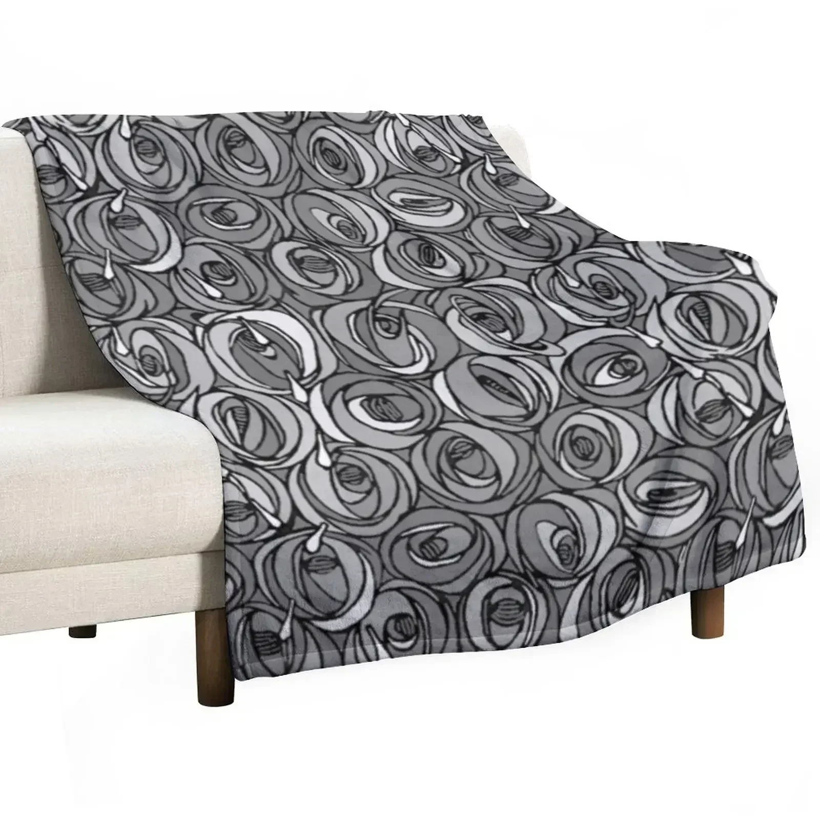 

Charles Rennie Mackintosh flowers design, black, white Throw Blanket Decorative Sofa Sofa Throw Blankets