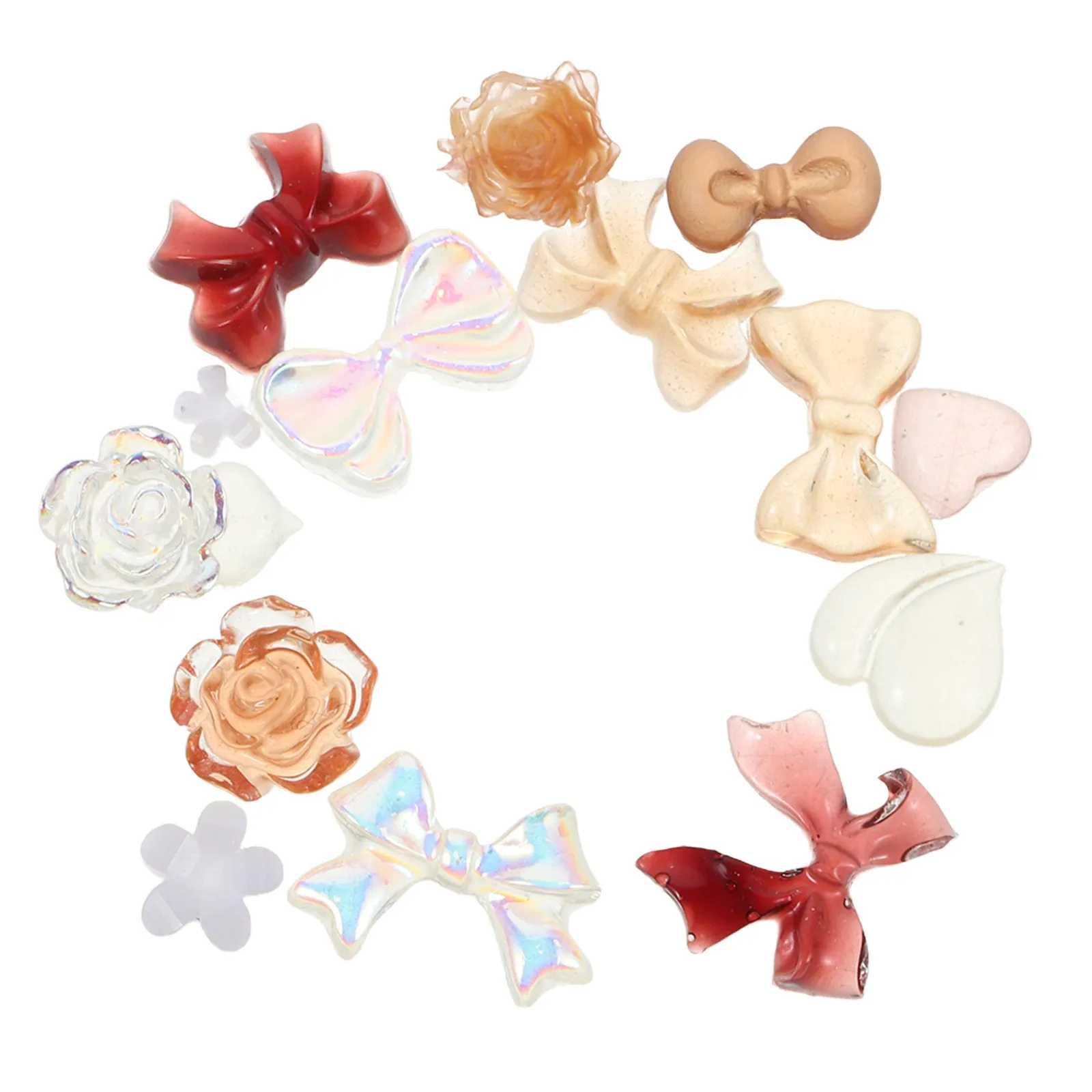 

300Pcs Bowknot Nail Charms Resin Crystals Shimmer Finish Multi Shape Flatback Nail Jewelry Gems DIY Manicure Decoration Nails