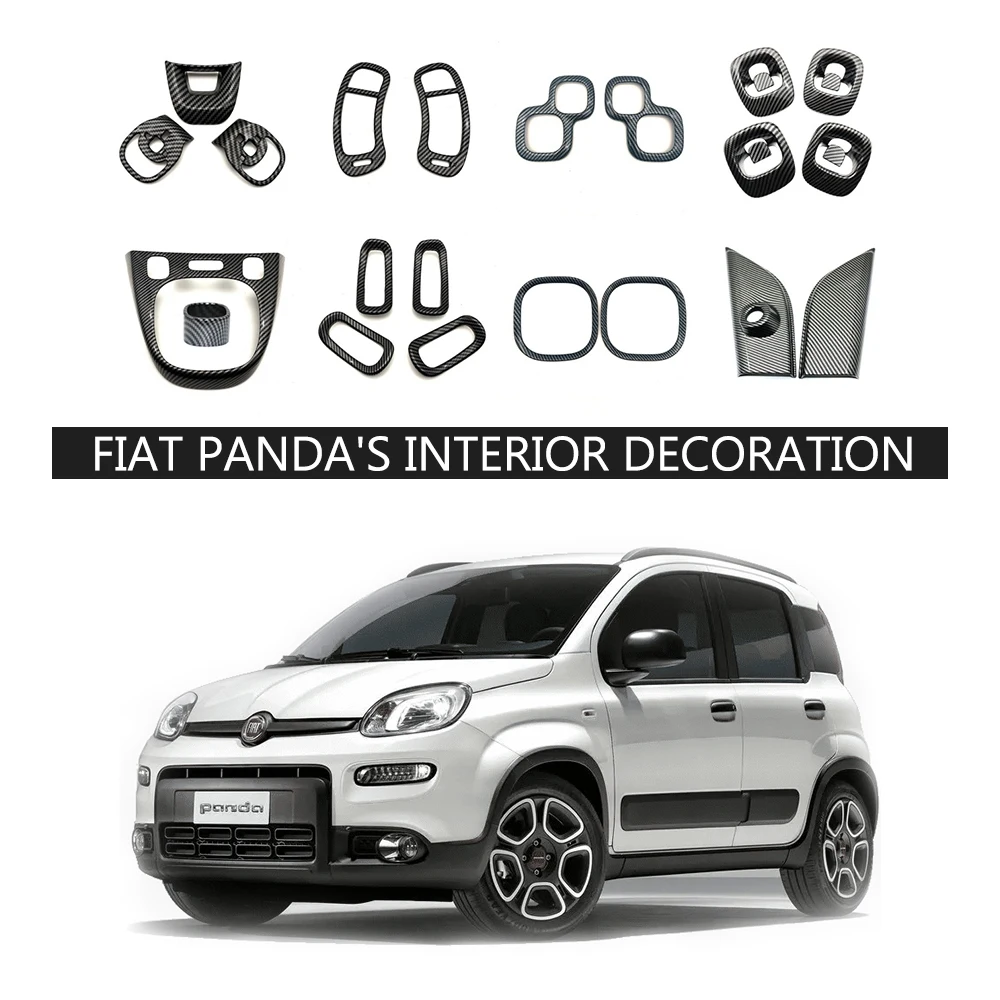 Adatto per kit di accessori per rivestimento interno in fibra di carbonio Fiat Panda