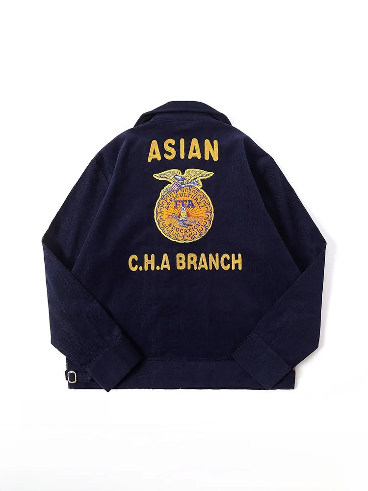 

MBBCAR American Retro Embroidered Slim Corduroy Jaet Ame i FFA Farm Association Jaet Youth ular Autumn Winter Coat