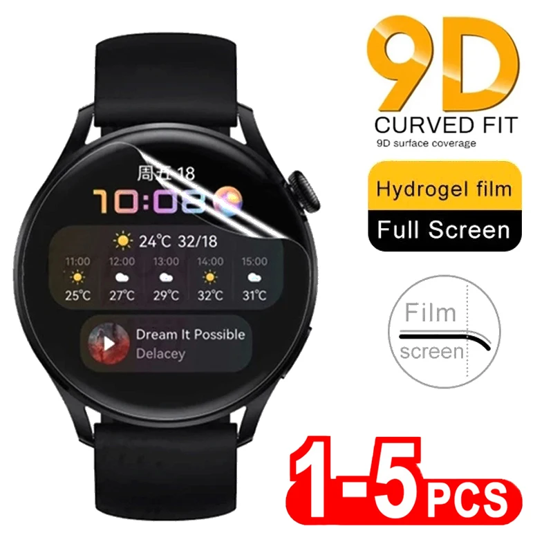 5PCS Hydrogel Film For Huawei Watch GT 3 Pro Runner ES Fit 2 Smartwatch Soft Anti-Scratch Screen Protector For Honor Watch Magic