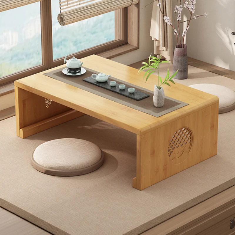 

New Chinese folding bay window table tatami small coffee kang zen tea Sinology solid wood balcony small