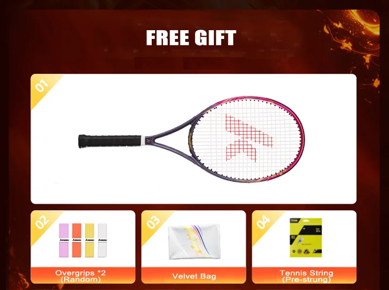 مضرب تنس احترافي من كاواساكي مصنوع من ألياف الكربون ورأس كبير الحجم للتحكم في الطاقة والدوران |   لعبة التنس المتوسطة للبالغين