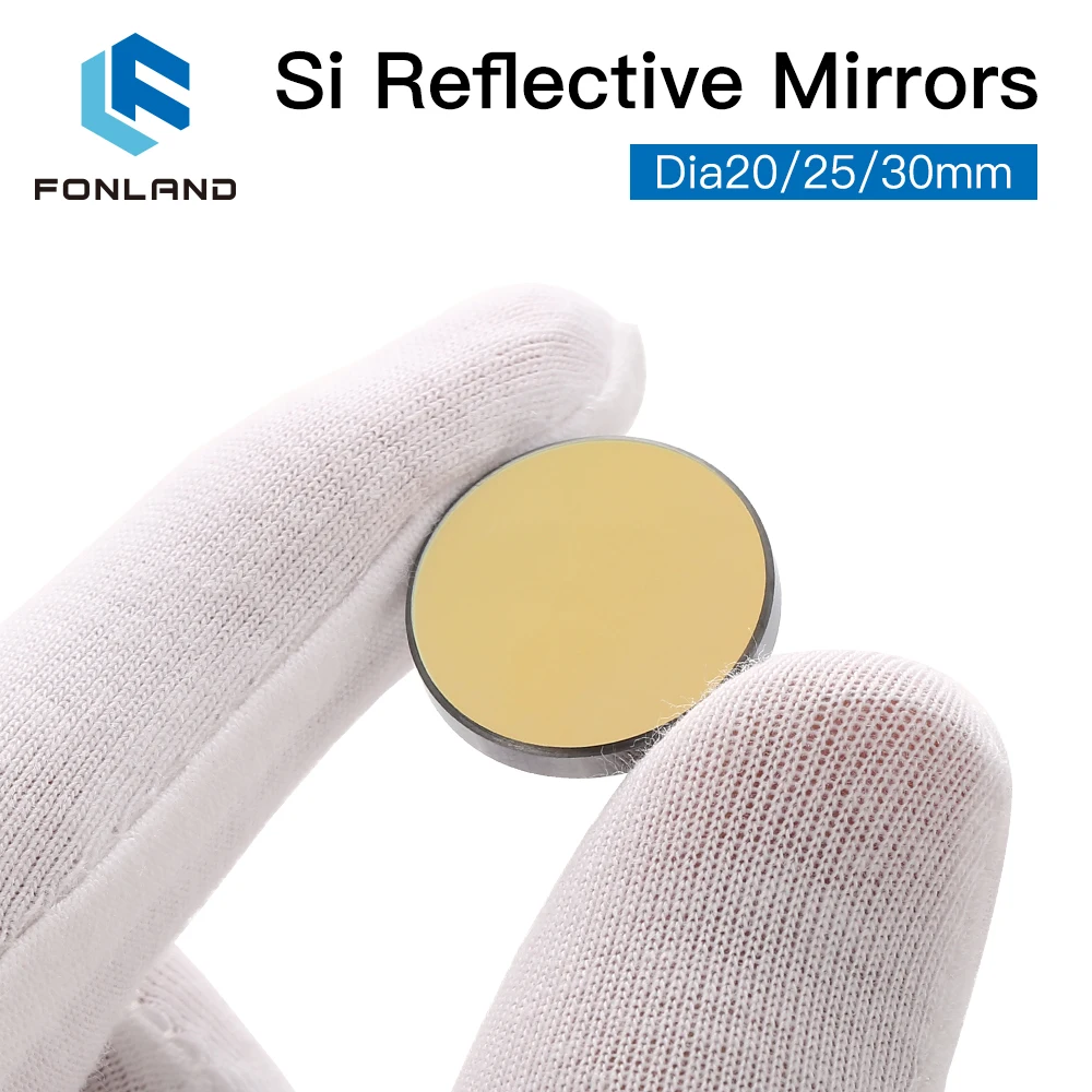 Fonland Co2 Laser Si Mo Reflective Mirrors for Laser Engraver Gold-Plated Silicon Reflector Lenses Dia. 19 20 25 30 38.1 mm