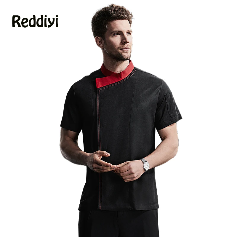 Chaqueta de Chef para hombre y mujer, uniforme de cocina para Hotel y Catering, traje de cocinero de manga corta para verano, ropa de trabajo femenina