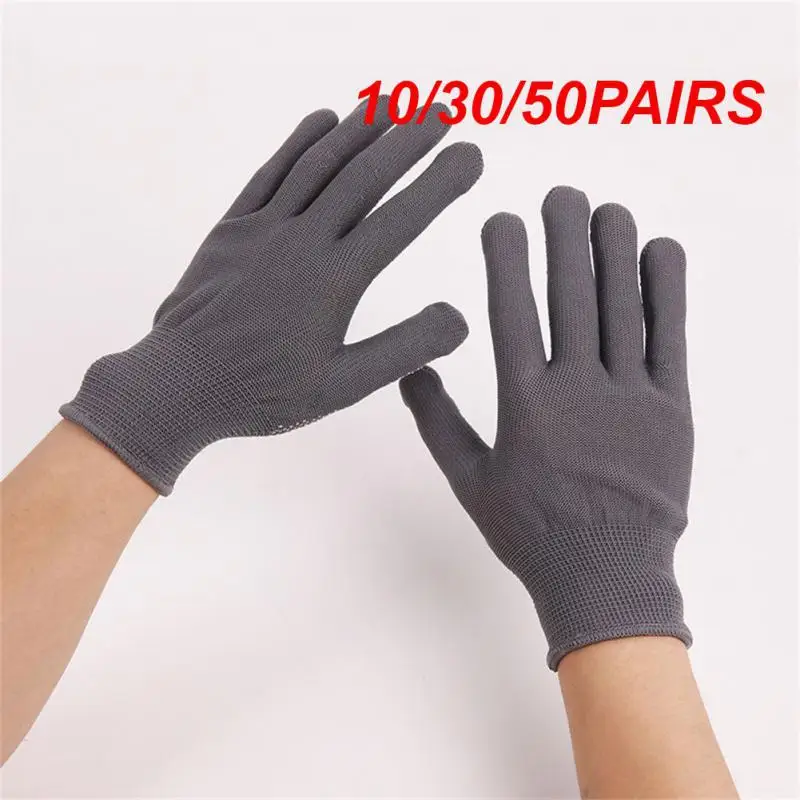 10/30/50PAIRS Work Gloves Hickening Average Code Firm Gloves Protection Gloves High Elastic Nylon Non Slip Gloves Densification