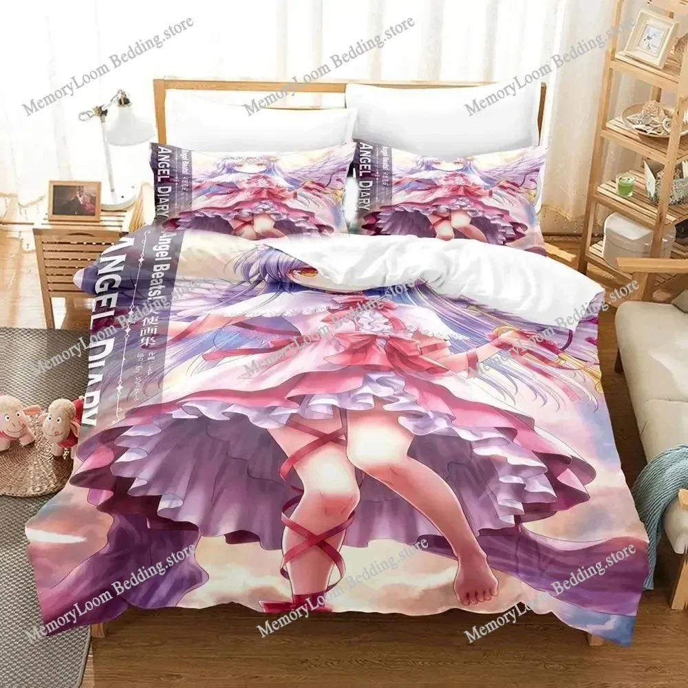 

Anime 3D Print Angel Beats Duvet Cover Pillowcase Bedding Set Bedroom Decor Boy Girl Single Double Large king Queen Size Gift