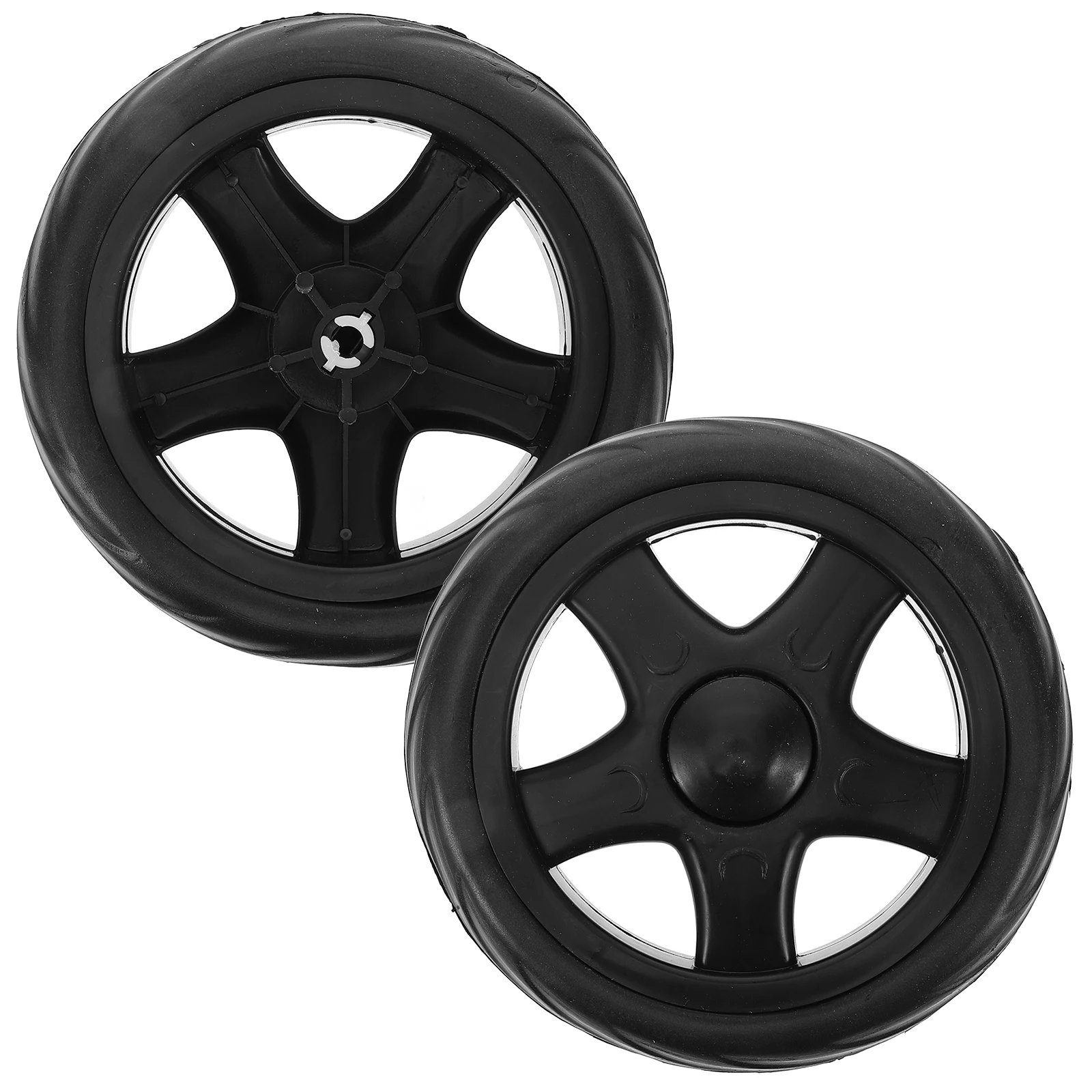

2pcs Shopping Cart Wheels Heavy Duty Plastic Replacement Black Water Wave Design Foldable Trolley Grocery Cart Rolling Hardware