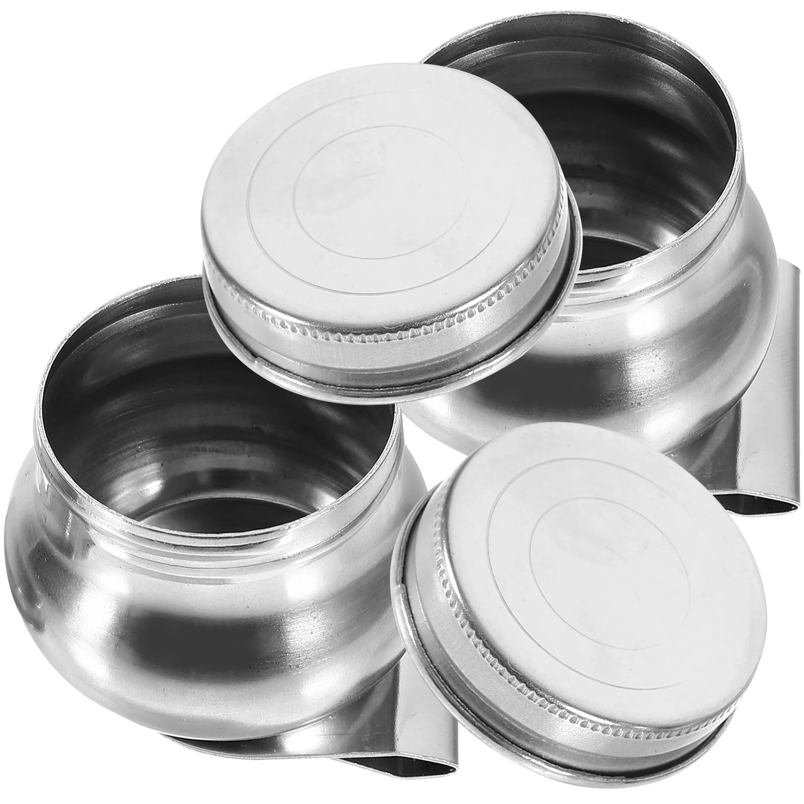 

2 Pcs Color Kettle Stainless Steel Paint Palette Tray with Lid Cup Painting Oil Cups Pigment Mixing Containers for