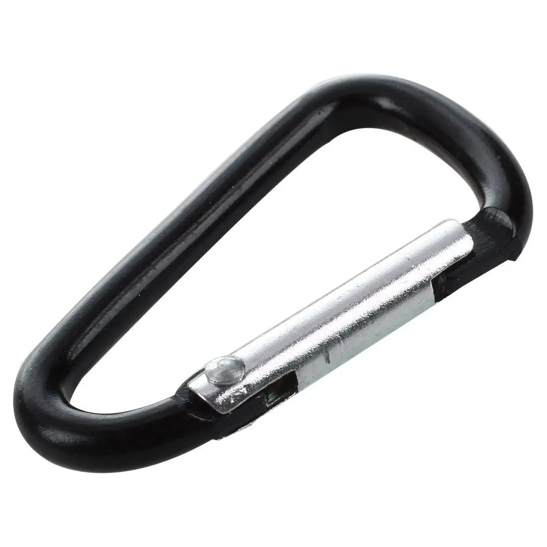 10 Pcs Black D Shaped Aluminum Alloy Snap Clip Key Chain Carabiner Hook