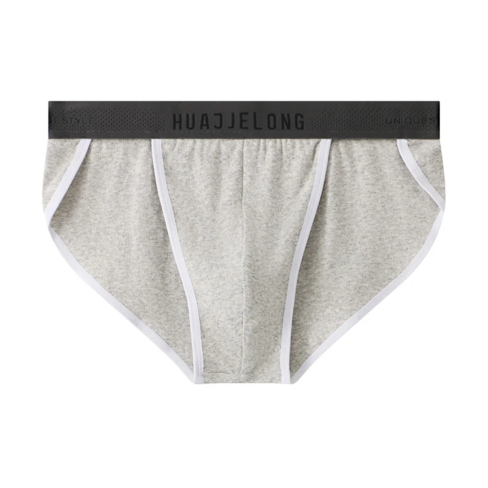 Men Underwear Solid Color LowRise Brief Comfortable Breathable Side Fork Panties Absorbent Elastic Male Panties