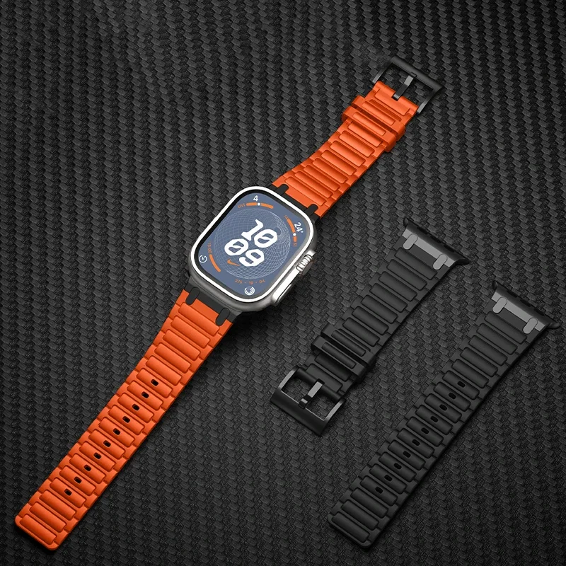 Modified Metal Integration Band for Apple Watch Ultra 2 49mm 10 9 8 7 46mm 45mm 42mm 41mm Silicone Bracelet iWatch 6 5 4 SE 44mm image 5