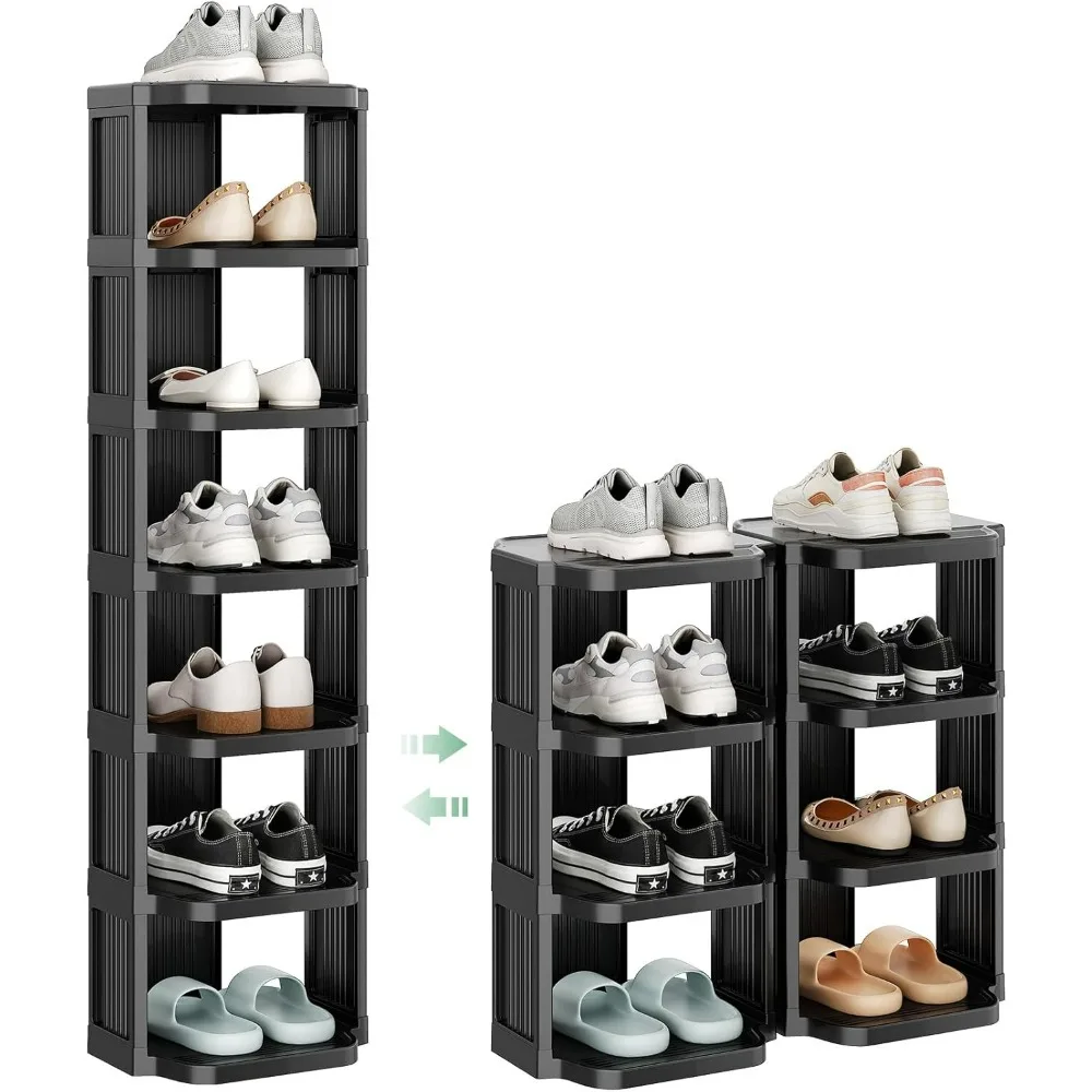 

Vertical Shoe Rack: 8 Tiers Stackable Shoe Rack for Closet DIY Free Standing Shoe Organizer Small Shelf for Small Spaces
