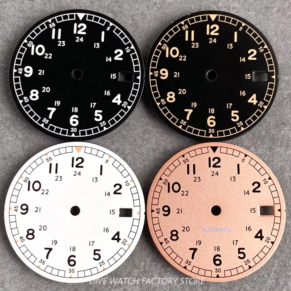 29mm Tandorio Pilot Style Brown Watch Dial Face Fit for NH35 NH36 NH38 NH70 NH71 NH72 Automatic Movement Luminous Lollipop Hands