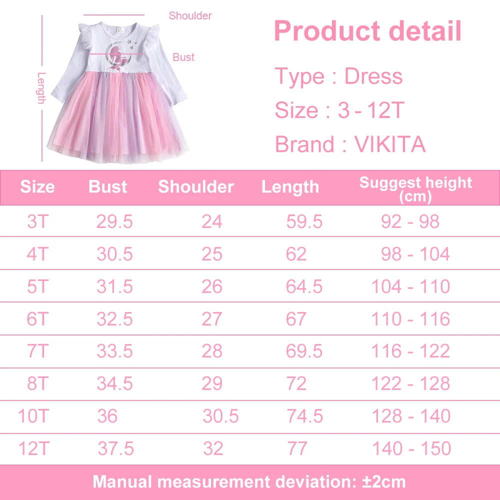 VIKITA Girls Mermaid Print Dress Kids Mesh Tulle Princess Elegant Dress Kids Long Sleeve Autumn Spring Patchwork Casual Vestidos