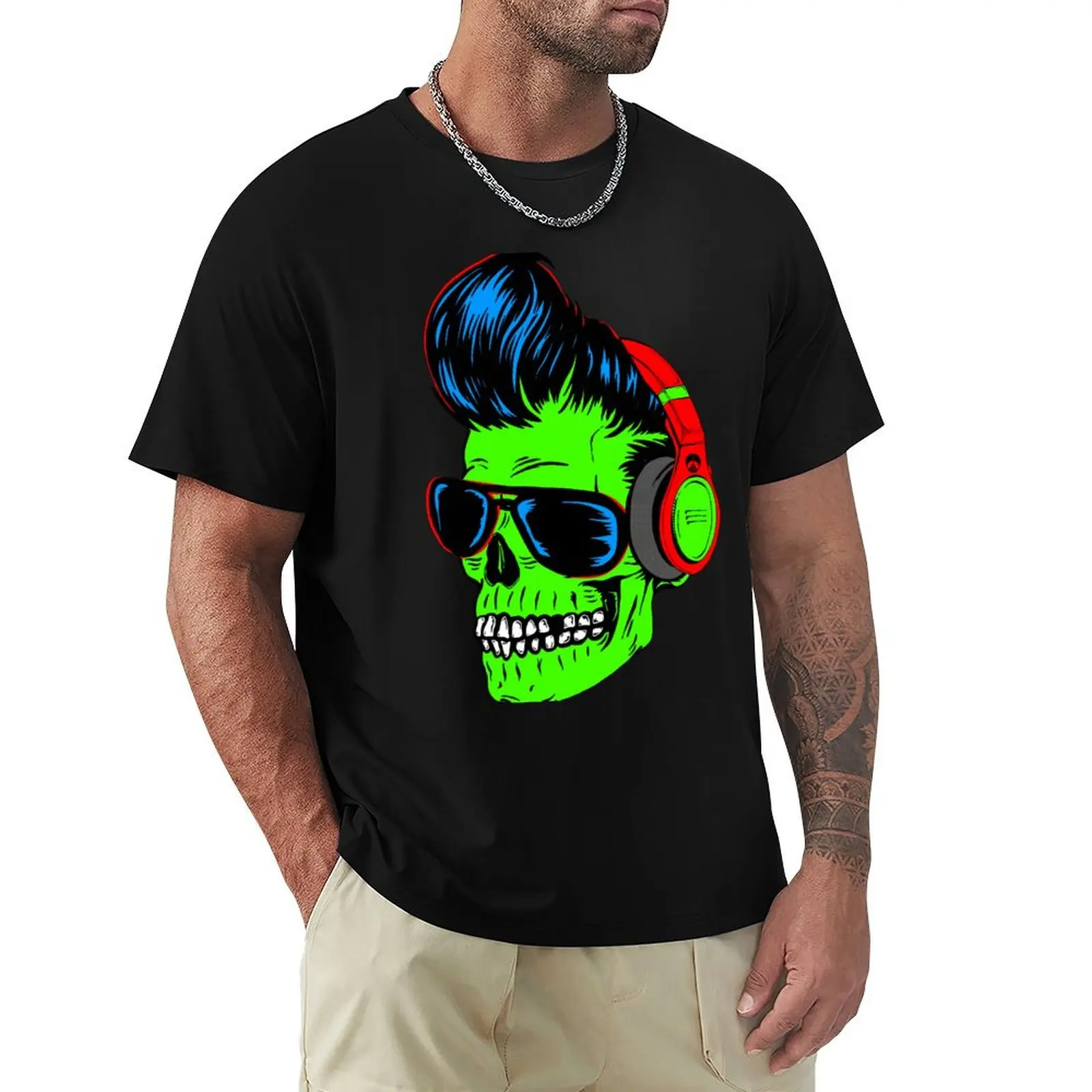 

Rockabilly Spirit - Skull T-Shirt Work Casual Loose Fit T-Shirt