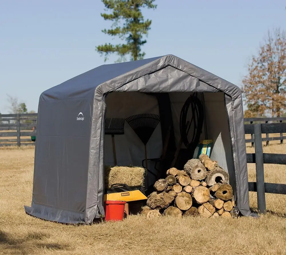 

ShelterLogic Shed-in-a-Box All Season Steel Metal Outdoor Storage Shed for Backyard, Patio, and Garage Additional Storage