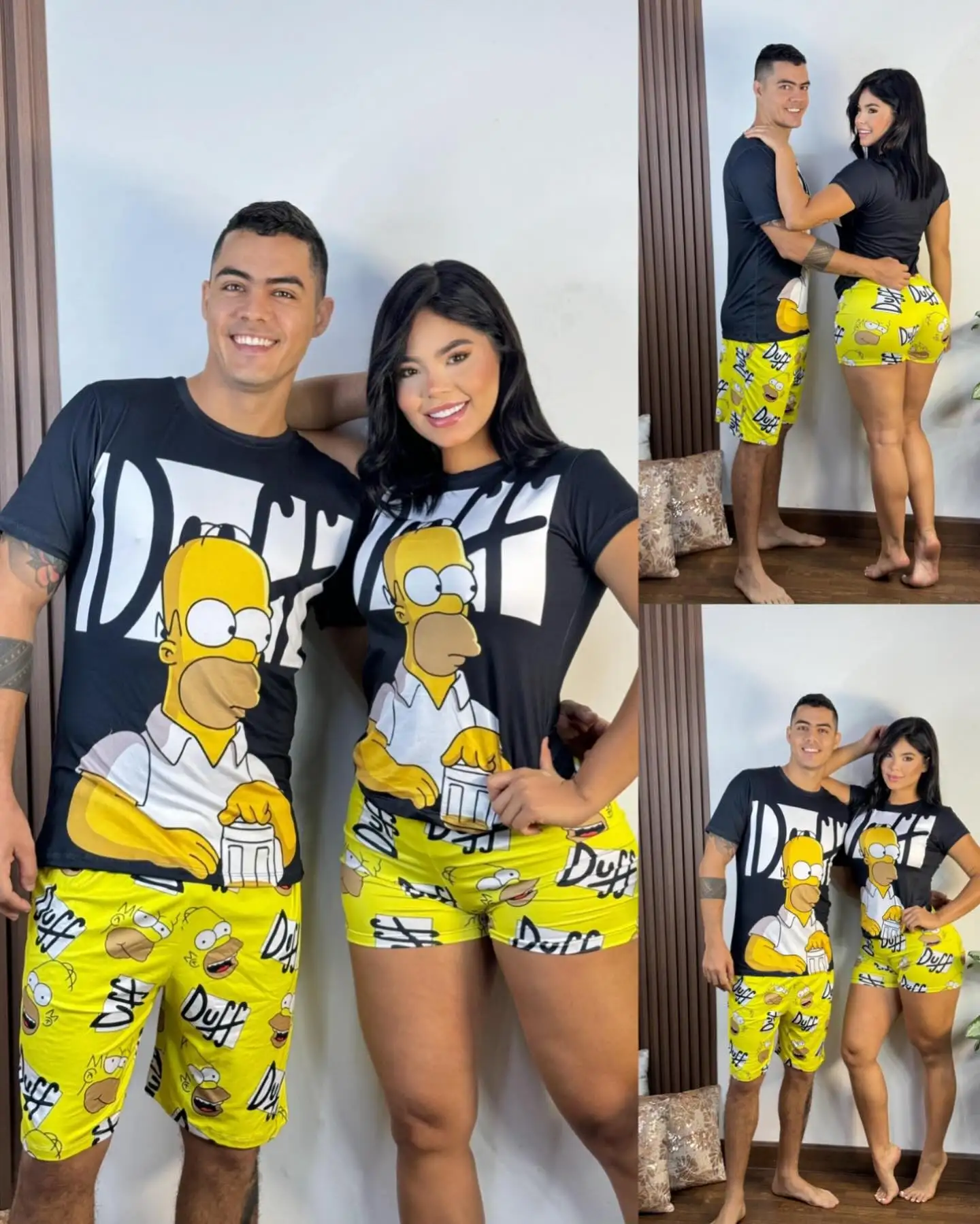 Conjunto de pijama con estampado de los Simpson de Disney, Homer Simpson, camiseta y pantalones cortos para adultos y niños, conjunto de verano de secado rápido, suave y ligero