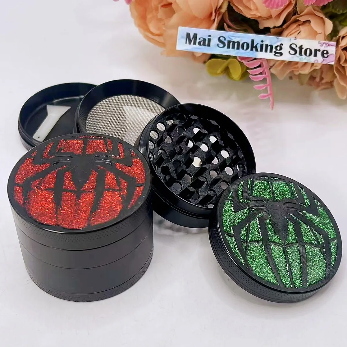 

2inch Spider Herb Grinder 4-Layer Manual Spice Pepper Mill Mortar Pestle Raw Grass Tobacco Grinder Smoking Cigarette Accessories