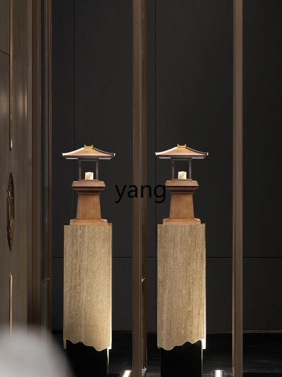 LXL Zen Antique Architecture Handmade Creative Pavilion Candlestick Ornament Decoration Furnishings