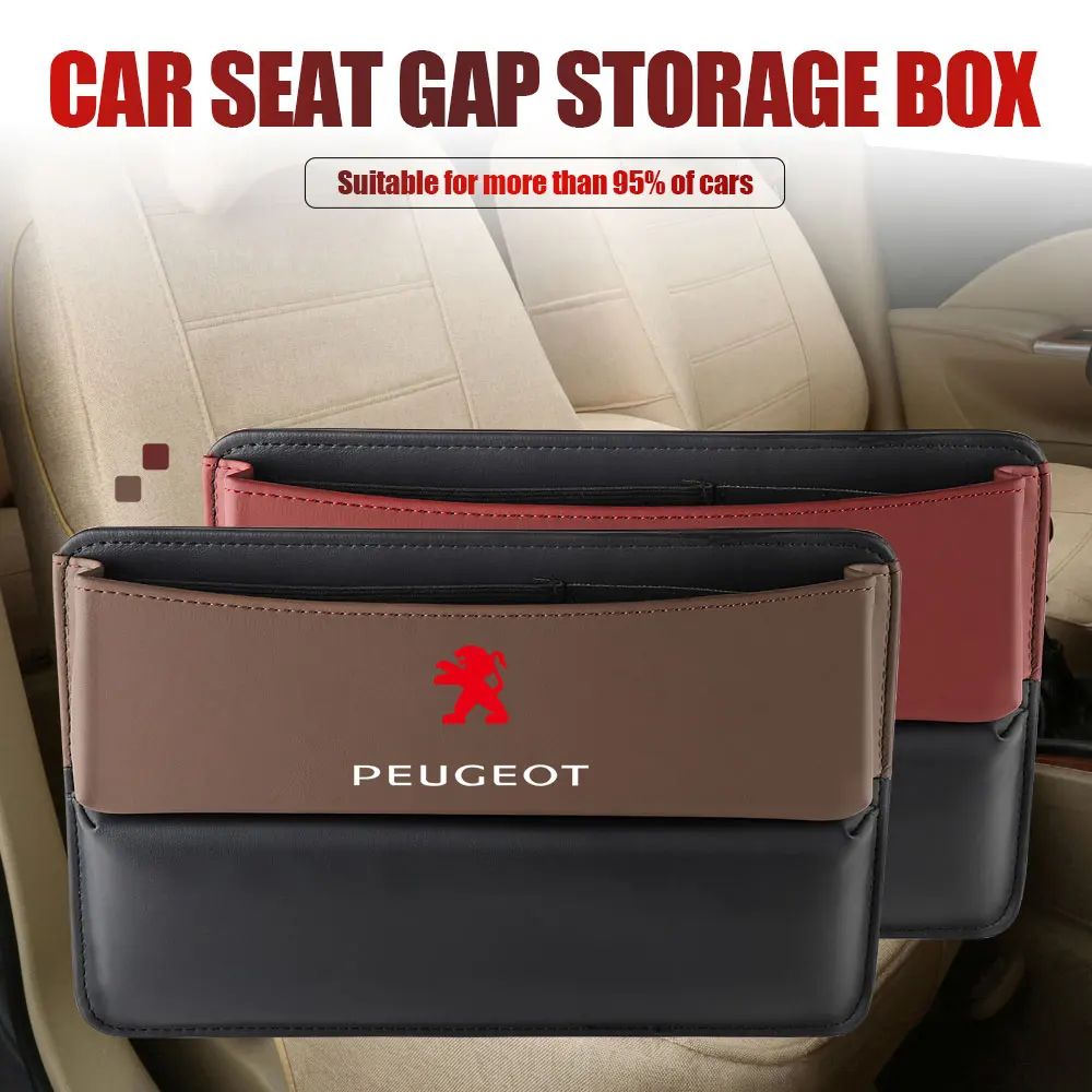 1PC Car Seats Gap Storage Box PU Leather For PEUGEOT 107 206 207 208 307 308 2008 3008 4008 Auto Console Seat Slit Filler Pocket