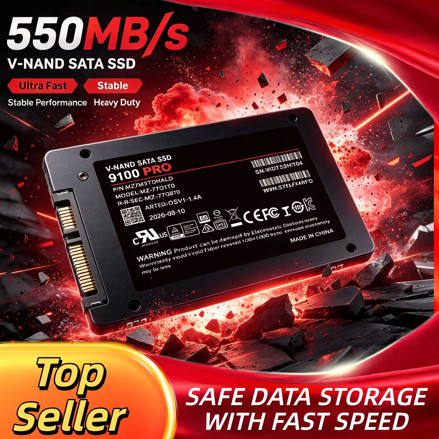 500GB 1TB 2TB 4TB 9100 PRO Internal HDD Hard Drive SATA3 2.5 Inch Solid State Disk SSD Microcomputer Laptop Desktop SATA III SSD