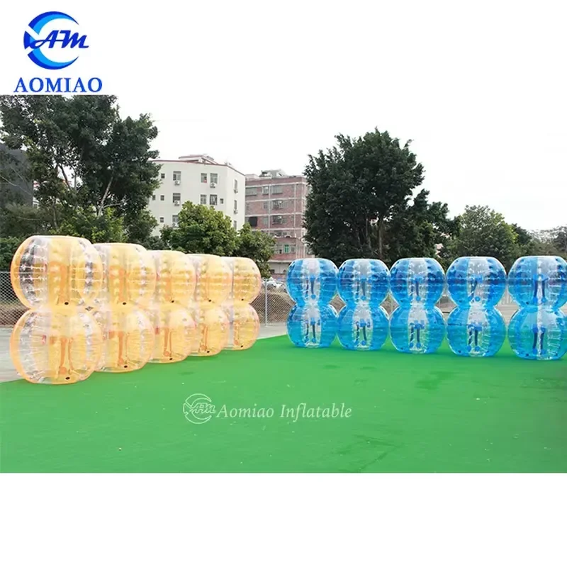 Cheap Half Red Blue Body Inflation Ball Suit Giant Human Hamster Ball Inflatable Bumper Bubble Ball Latex Suit