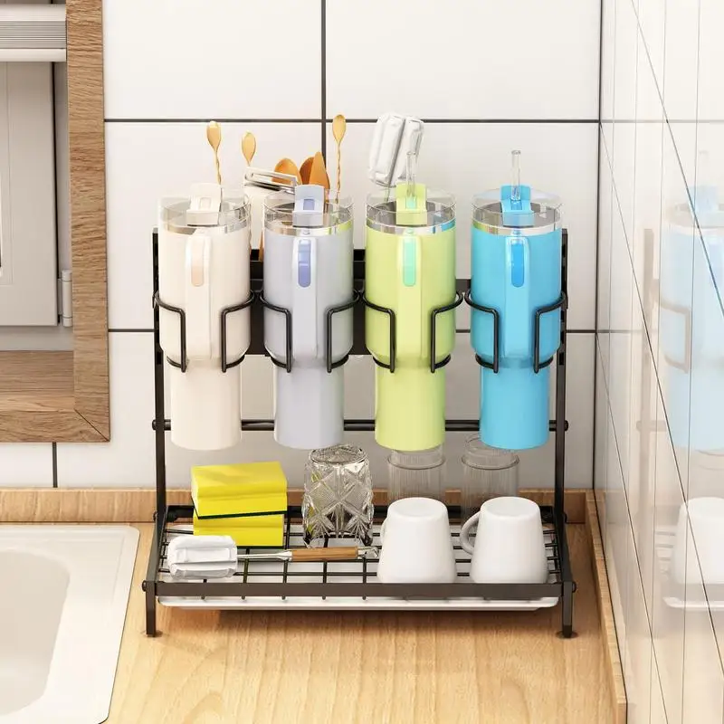 Water Bottle Organizer Drying Rack Tumbler Rack For Countertop Cup Storage Multifunctional Kitchen Accessories For Men Women