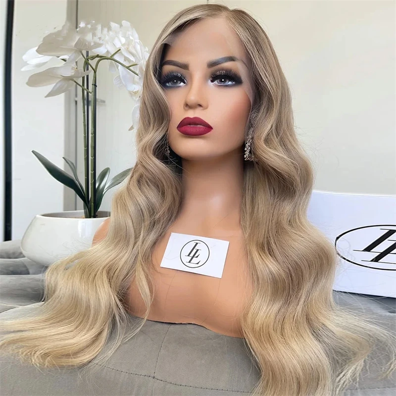 Ombre Honey Blonde Wig Human Hair 180 Density Ash Blonde Natural Hairline Preplucked Brazilian Remy Wigs 13x4 Lace Frontal Wigs