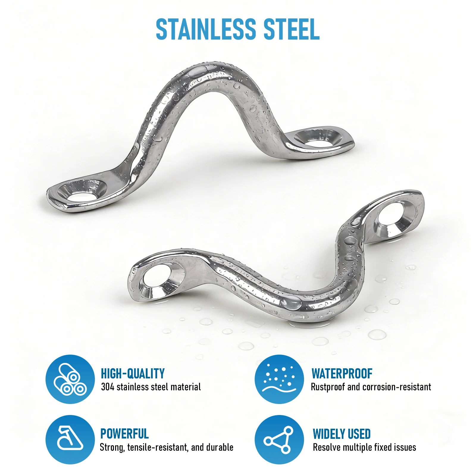 Picture 5: 4-Pack M5 304 Stainless Steel Pad Eye Strap Door Handle Pull Footman Loop Tie Down Anchor For Boat Kayak Jeep Yacht Silver