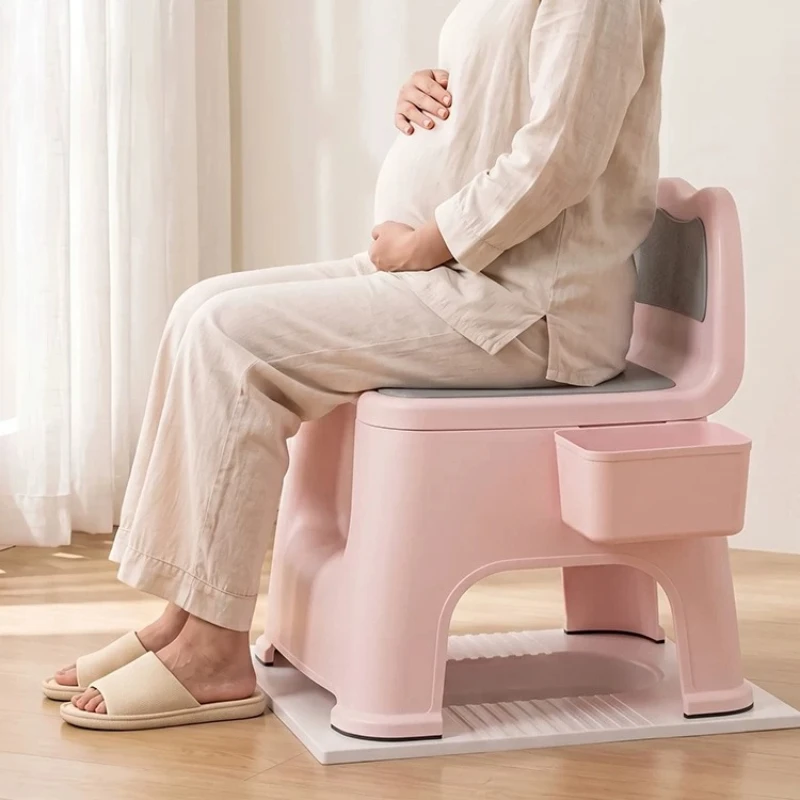 Toilet Seat Backrest Stool Squat O Shape Elderly Plastic Shower Stool Portable Anti Slip Tabouret De Baignoire Sauna Accessories