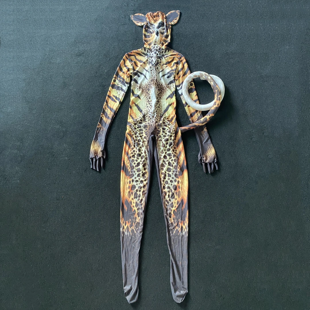 Halloween Cat Tight Fitting Jumpsuit Couples Cosplay Costume Theme Party Creepy Adult  Onesie Full Body Men and Women Shanmao