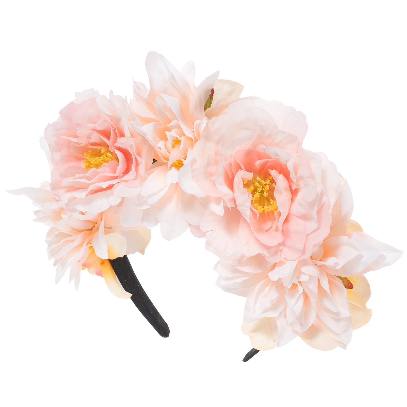 

Simulated Flower Headb Large Vintage Peony Crown Hair Accessories for Women Travel Tea Party Cosplay Floral Headpiece Elegant