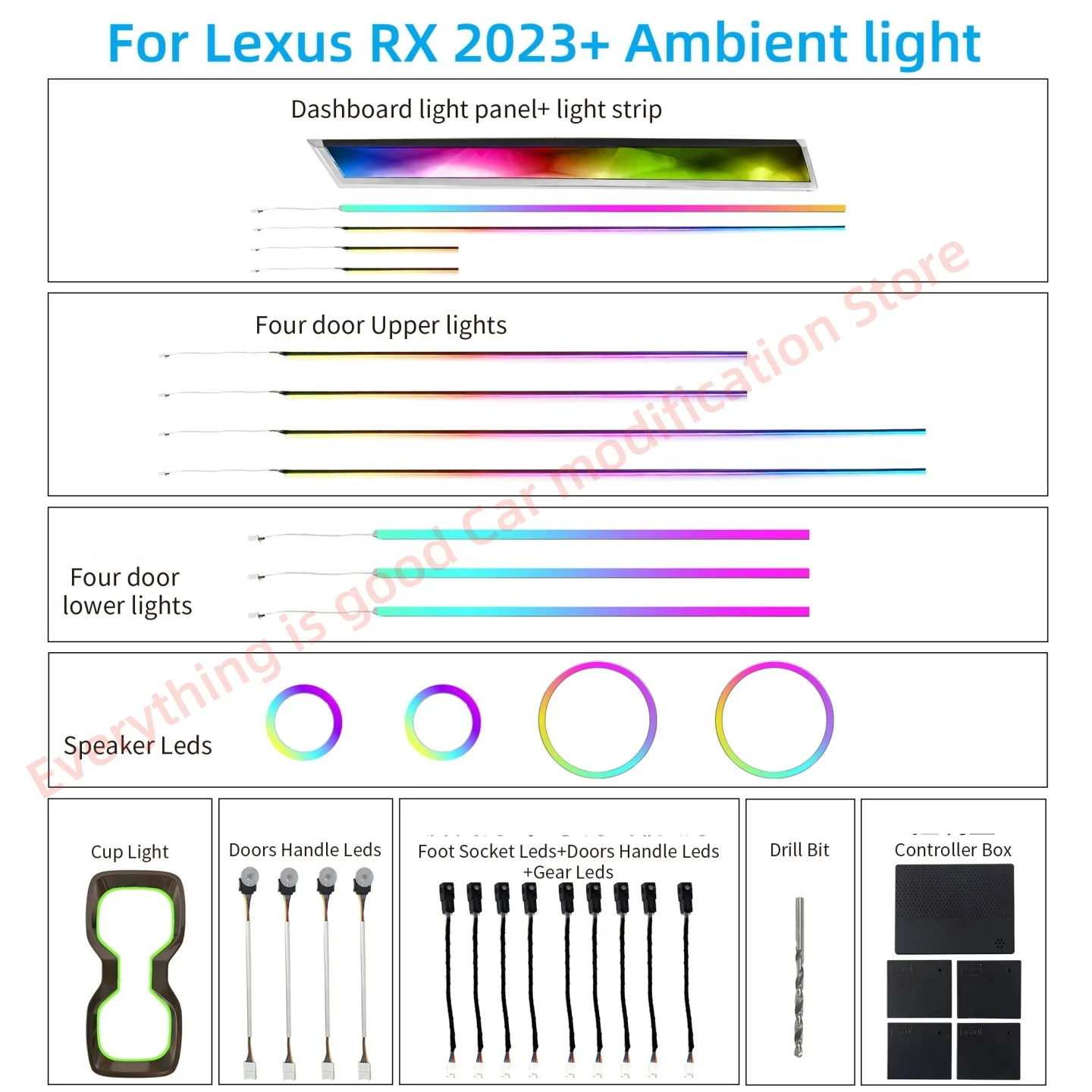 

Новинка 2025 года, хрустальный окружающий свет для Lexus RX 2023+, обновление внутреннего освещения автомобиля, автомобильные аксессуары, декоративная полоса, атмосферная лампа