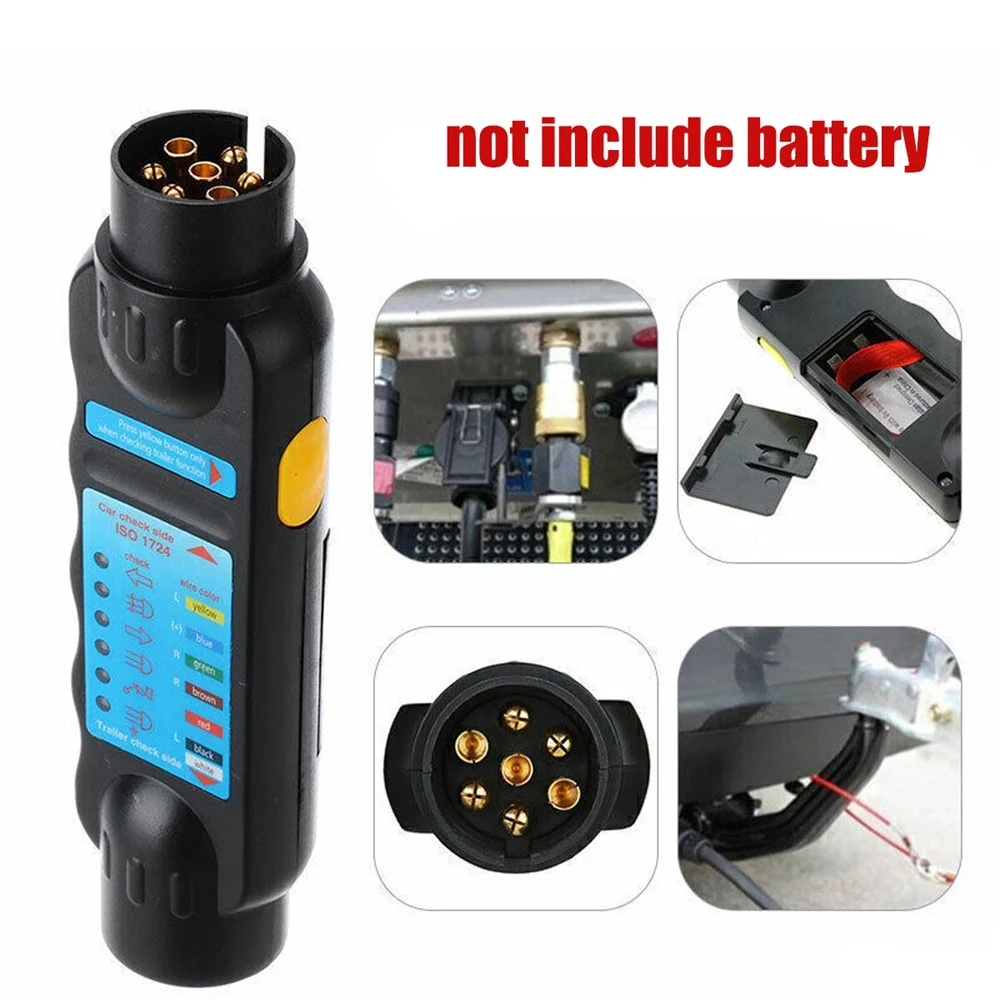 7 Pin Trailer Plug Tester 12V Car Trailer Light Circuit Tester Diagnostic Tool for Caravan RV Truck Trailer Connector Testing