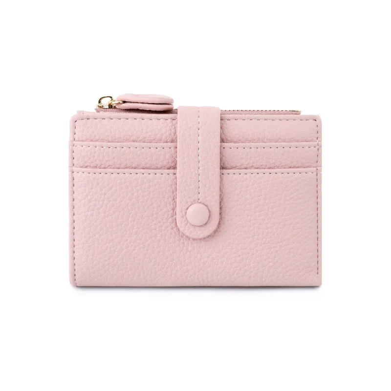 새로운 여성용 짧은 지갑 한국 스타일 PU 심플 패션 다중 카드 슬롯 버클 클립 개인화된 지갑 다기능