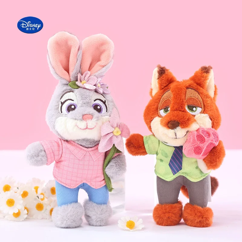 디즈니 주토피아 플라워 주디 닉 폭스 플러시 펜던트 소녀 귀여운 배낭 키체인 펜던트 장난감 선물 생일 선물