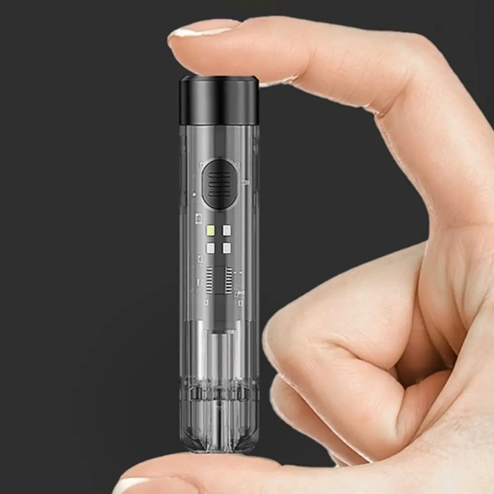 Portable Mini Keychain Flashlight 80 Lumen USB Rechargeable Pocket LED Flashlight with 6 Modes with Buckle Small Flashlight