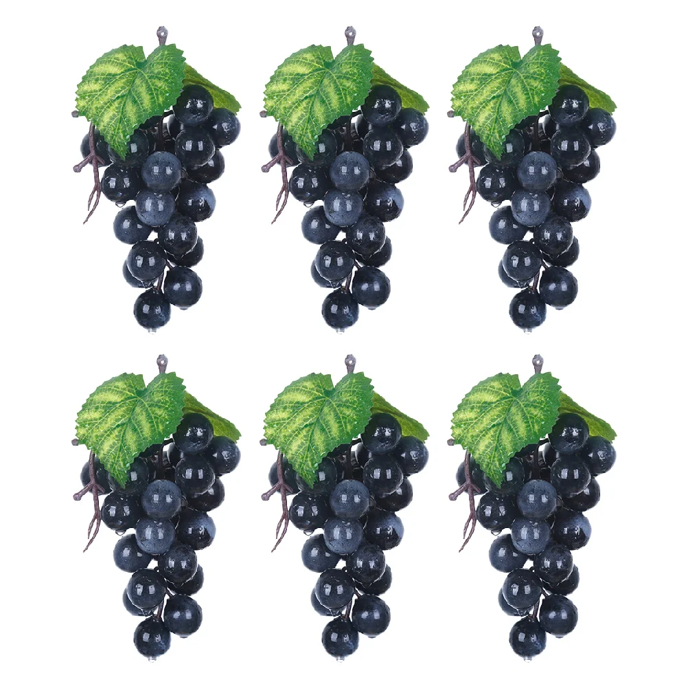 6 Pcs Artificial Bunch of Grapes Ornaments Fruit Shop Simulation Pillar Safe Fruits Model Realistic Decor Models