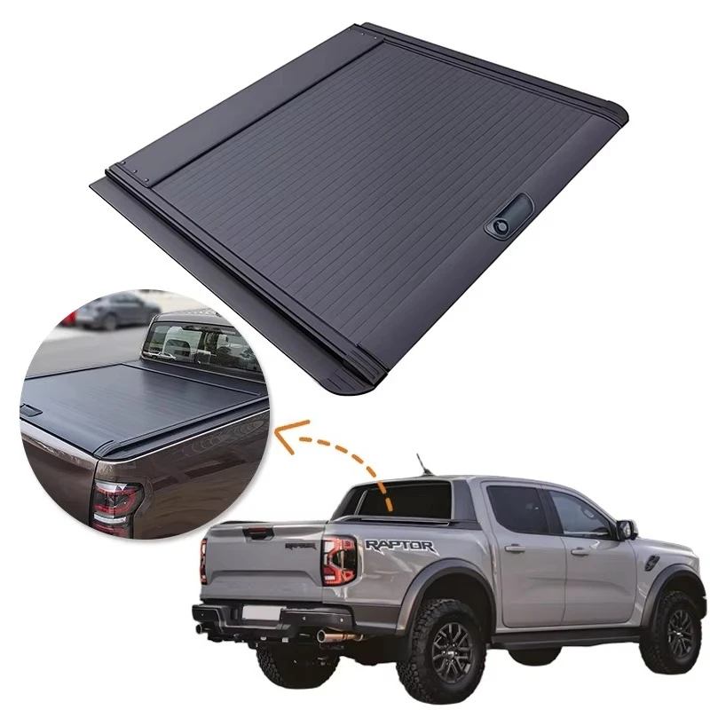 Rainproof Dustproof Car Parts Roller Lid up Pick up Truck Aluminium Alloy Tonneau Cover for Ford Ranger Raptor 2023+