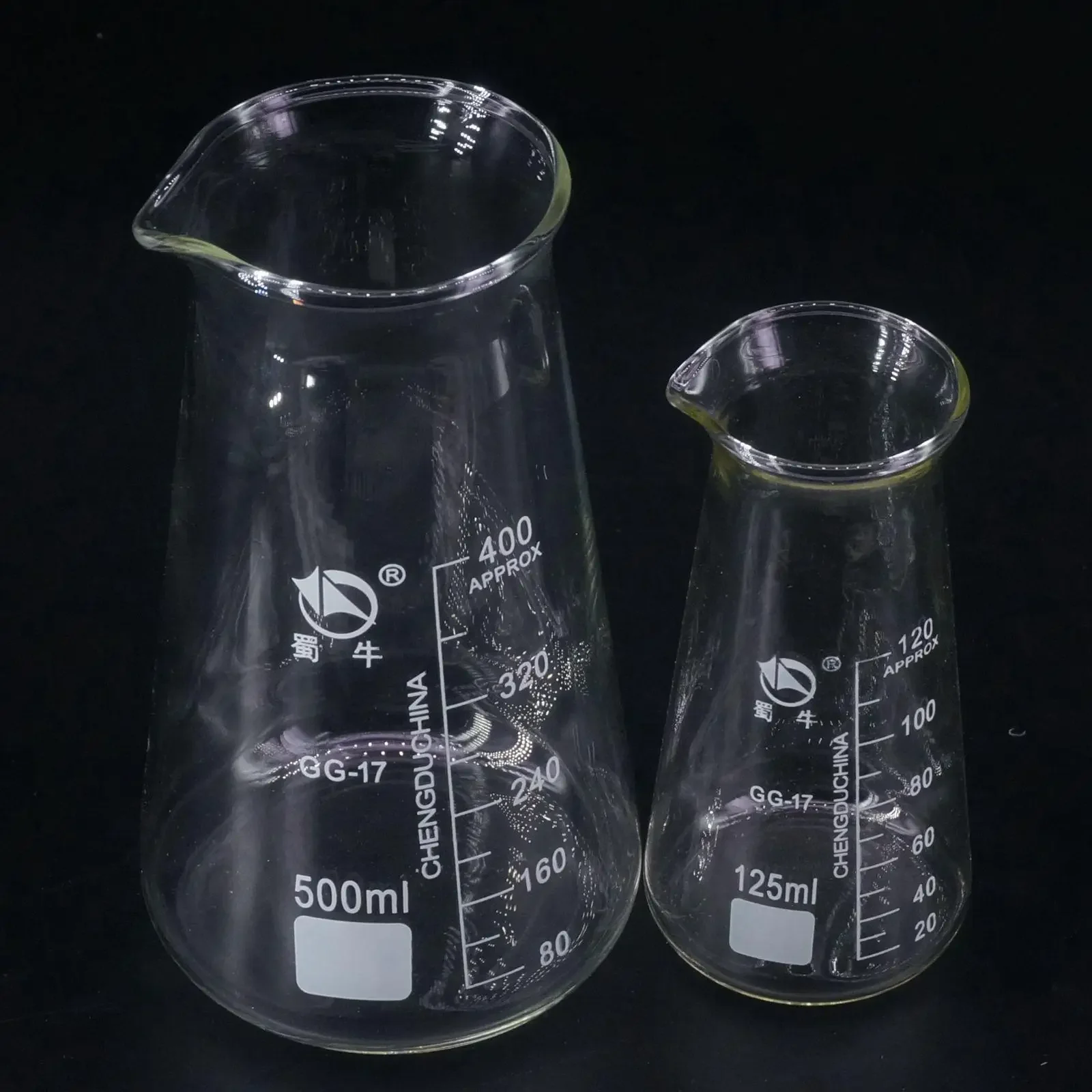 125ml 250ml 500ml Lab Boro GG17 Glass Conical Beaker With Three-corner Philips Chemi Ware Labware Glassware