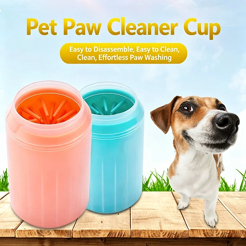 Dog Paw Cleaner - 携帯用犬の足洗いカップ ソフトシリコン製ペット足洗いブラシ クイックウォッシュ洗浄バケツ 屋外犬猫の足洗い用