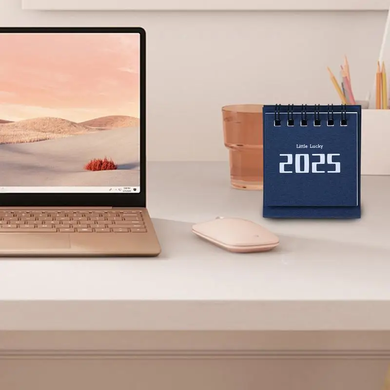 Calendario de pie para decoración de escritorio, almohadilla de notas pequeña para el hogar y la escuela, 2025