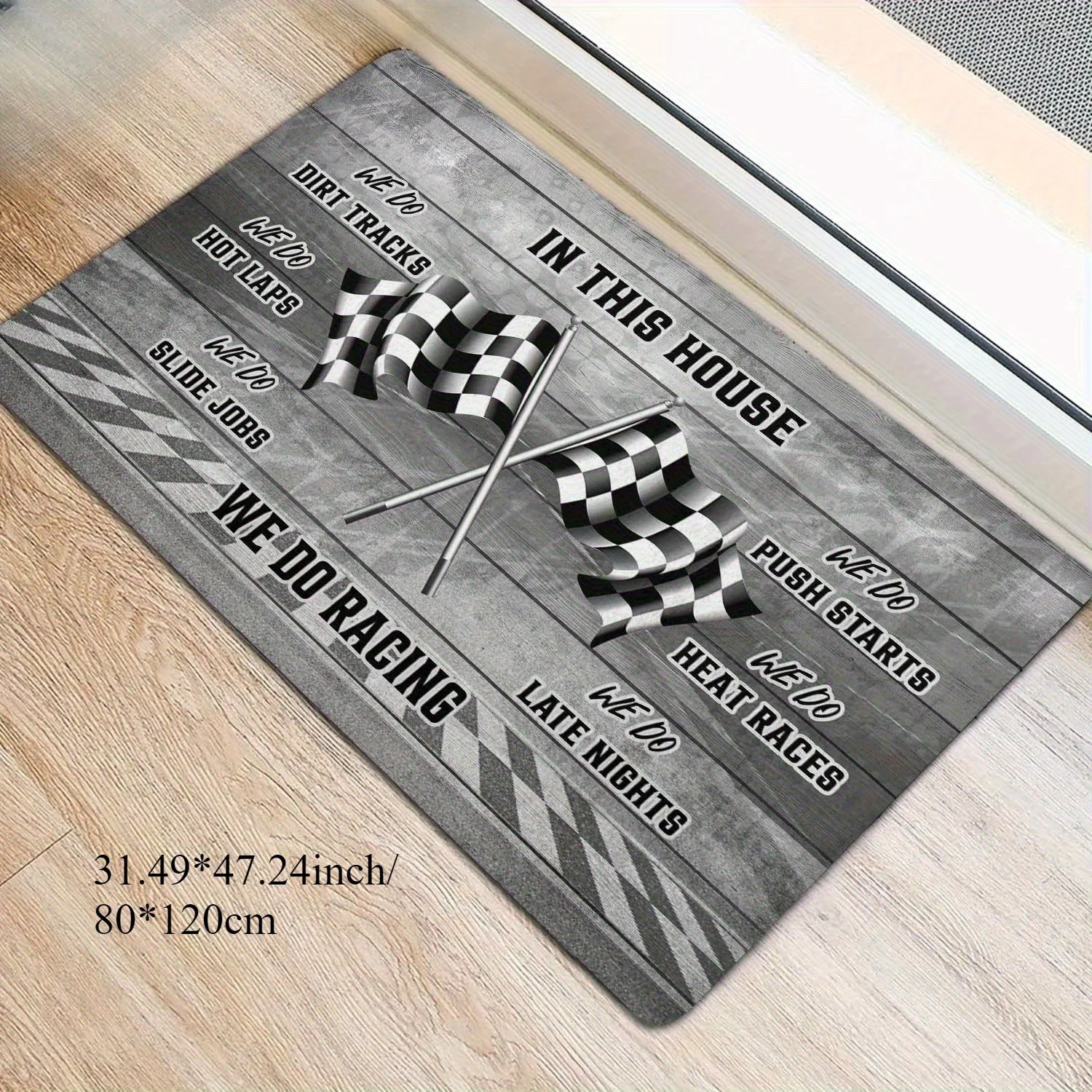 Racing Checkered Flag Area Rug Non Slip Washable Floor Mat For Entryway Living Room Home Decor