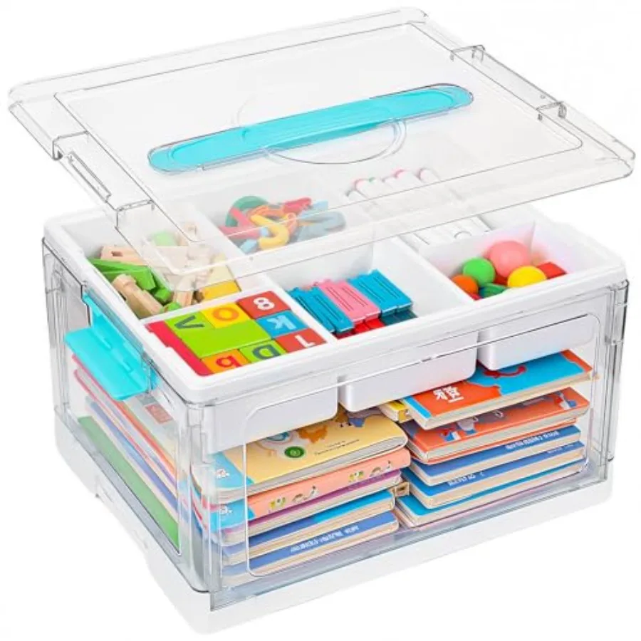 

24QT Large Plastic Craft Organizers and Storage Clear Art Supply Organizer with Removable Tray and Dividers Crafting Box Contai