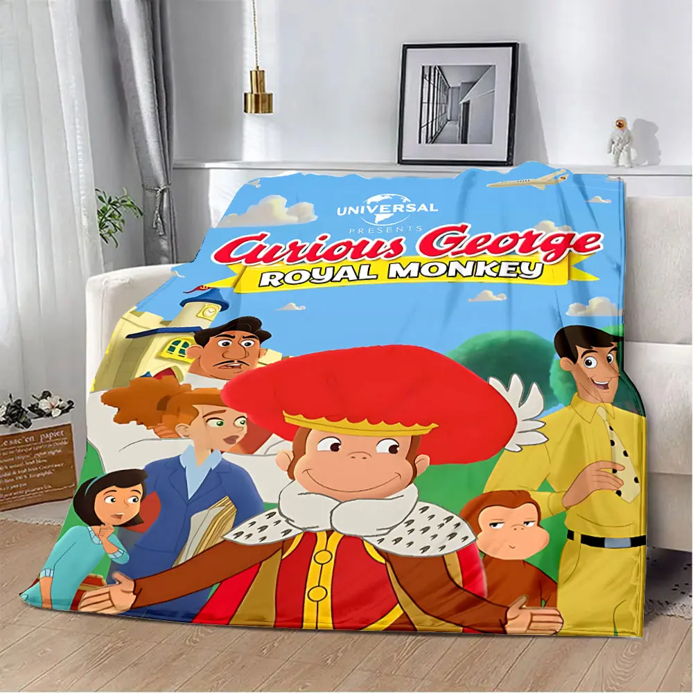 Cartoon Curious George Printed Blanket Picnic Blankets Warm Blanket Soft and Comfortable Blanket Home Travel Birthday Gift